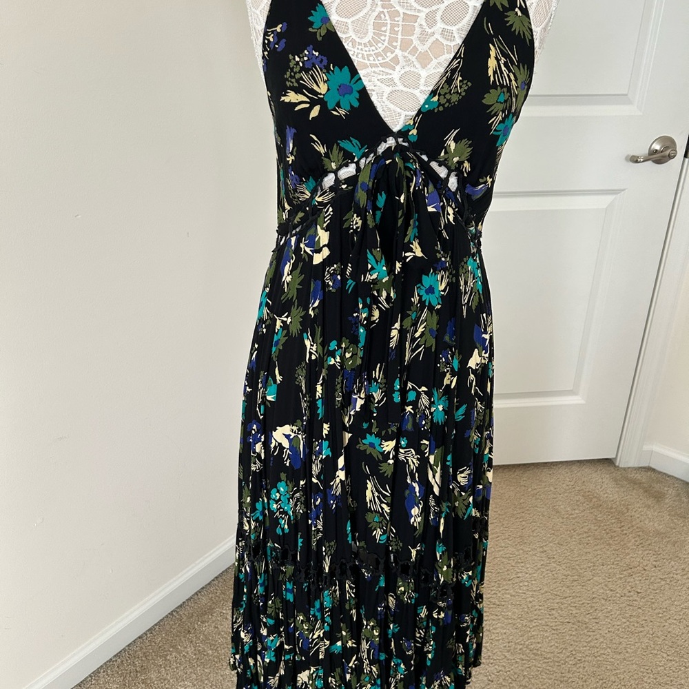 Free People Blue and White Halter Midi Dress